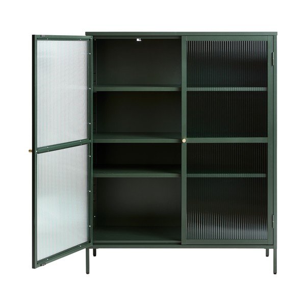 Vetrina in metallo verde Bronco, altezza 140 cm - Unique Furniture-image-2