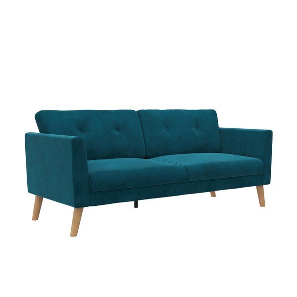 Divano blu con rivestimento in velluto 192 cm Gloria – Støraa-image-2