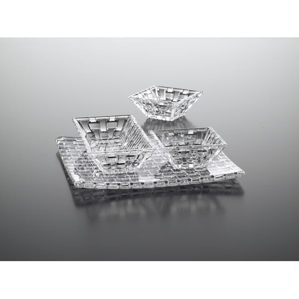 Set di 3 ciotole da portata e vassoio in vetro cristallo Bossa Nova - Nachtmann-image-1