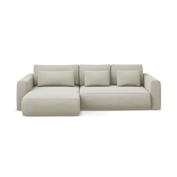 Divano angolare beige allungabile/con contenitore (con penisola a sinistra/con chaise lounge) Kapua – Makamii