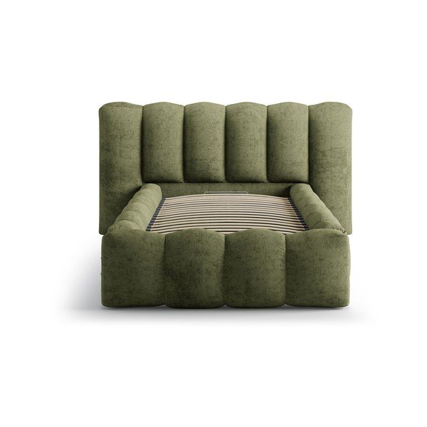 Letto singolo imbottito verde con contenitore con rete inclusa 90x200 cm Lupine – Micadoni -image-3