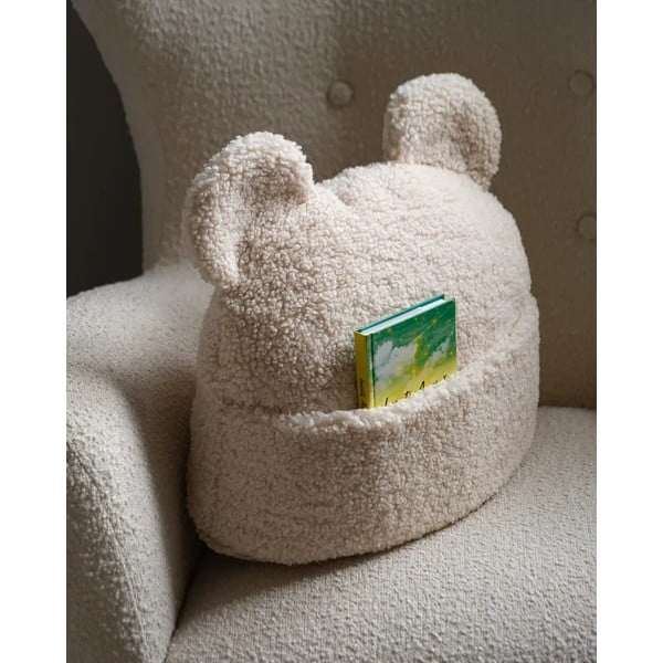 Cuscino per divano da bambini color crema con rivestimento in bouclé Teddy Pouch – Wigiwama-image-1
