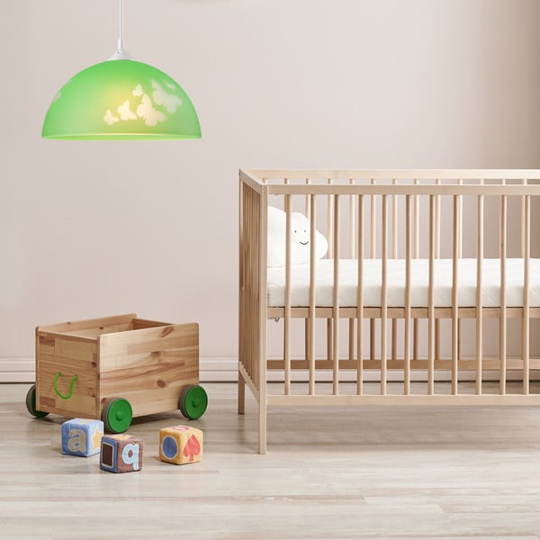 Lampada per bambini verde con paralume in vetro ø 30 cm Mariposa - LAMKUR-image-1