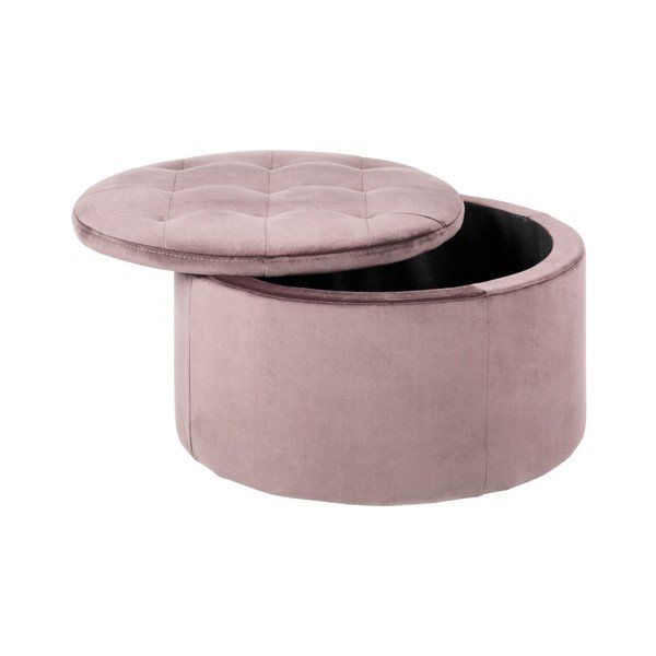 Pouf in velluto rosa , ⌀ 60 cm Retina - Actona-image-1