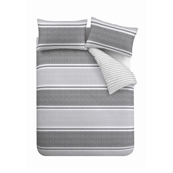 Biancheria da letto singola grigia 135x200 cm Banded Stripe - Catherine Lansfield