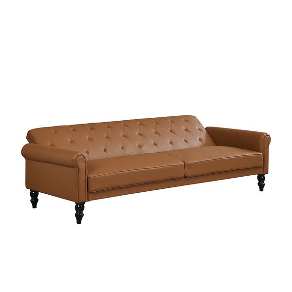 Divano marrone cognac reclinabile/allungabile con rivestimento in finta pelle 222 cm Tyne – Støraa-image-3