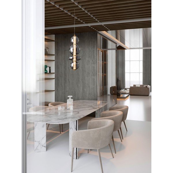 Lampadario LED grigio in metallo con paralume in vetro ø 25,5 cm Navi – Nova Luce-image-1