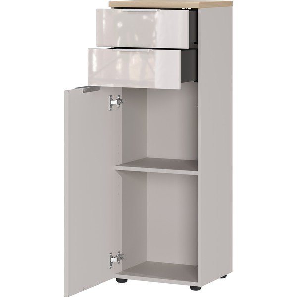 Mobile per bagno color crema lucido alto/stretto 39x112 cm Tavira – Germania-image-3