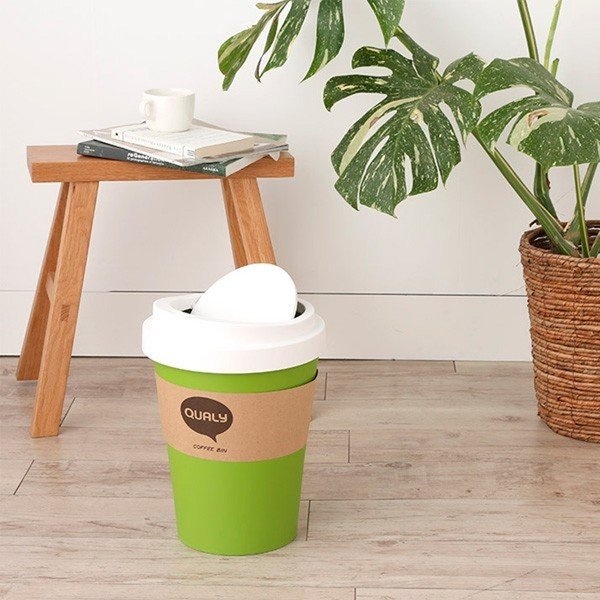 Cestino marrone e bianco &CO Coffee Bin - Qualy-image-1