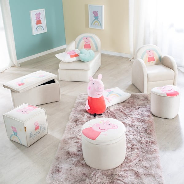 Pouf per bambini in velluto bianco Peppa Pig - Roba-image-4