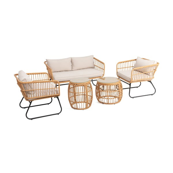 Mobili da giardino in rattan artificiale beige Vistdal - Bonami Essentials-image-2
