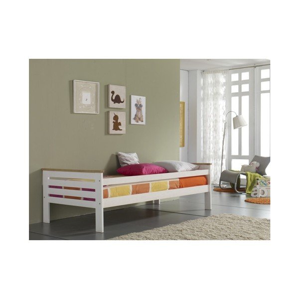 Letto singolo in pino massiccio bianco Alba, 90 x 190 cm - Marckeric-image-3