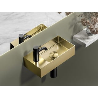 Lavabo dorato in acciaio inox 36,5x18 cm Aurum – Sapho
