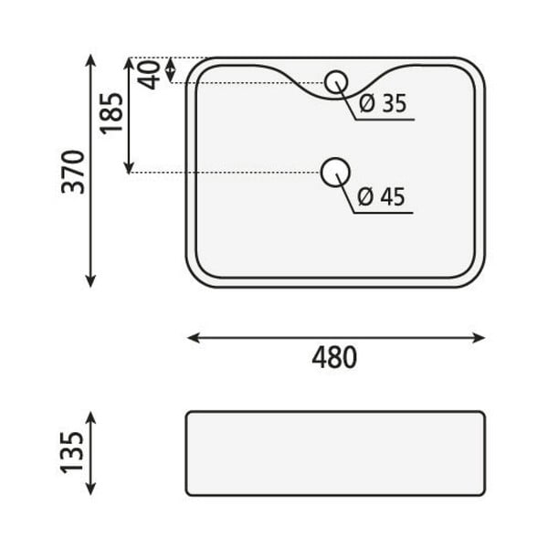 Lavabo in ceramica bianca , 48 x 37 cm Balena - Sapho-image-3