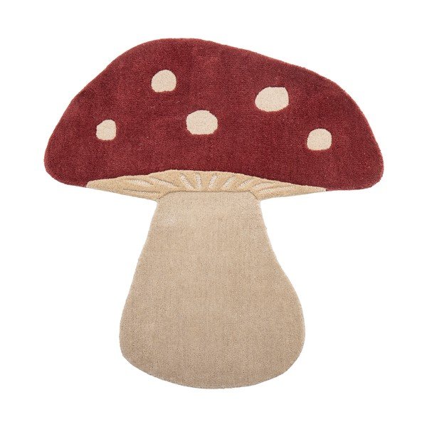 Tappeto per bambini rosso in lana 85x90 cm Mushroom – Bloomingville Mini