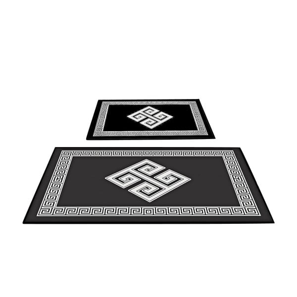 Tappetini da bagno in bianco e nero in set di 2 pezzi - Foutastic