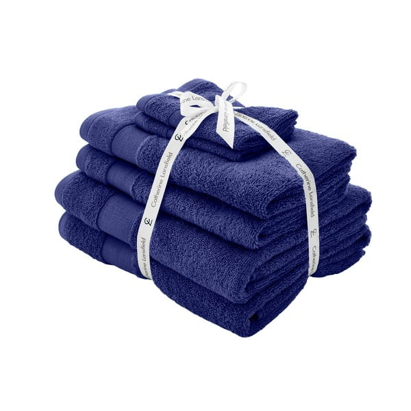 Set di asciugamani per viso e corpo tipo terry blu scuro in cotone 6 pz Anti-Bacterial – Catherine Lansfield