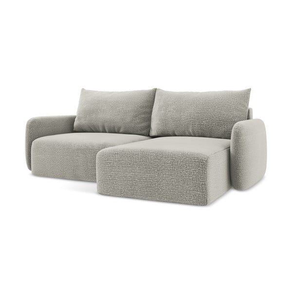 Divano angolare grigio chiaro allungabile/con contenitore (con penisola a destra) Kalena – Makamii-image-1