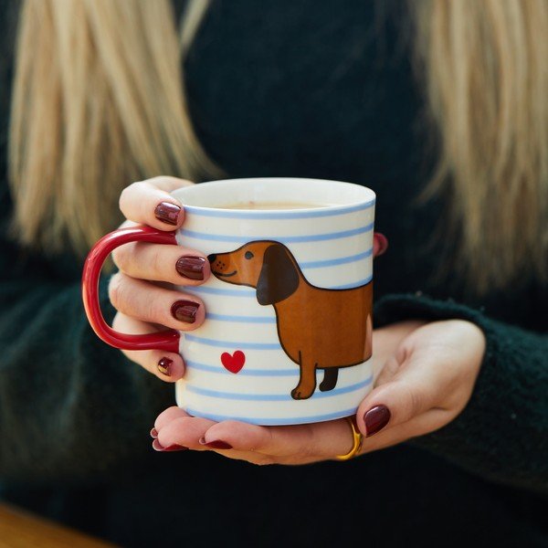 Tazza in porcellana blu-marrone 300 ml Sausage Dog - Sass & Belle-image-2