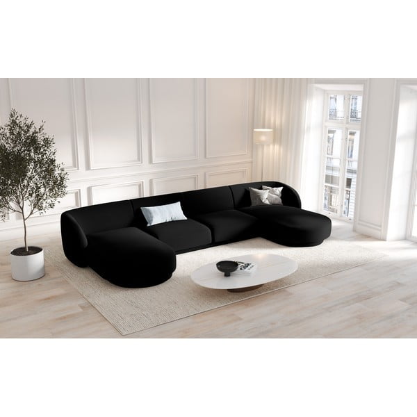 Divano angolare in velluto nero (a U) Miley - Micadoni Home-image-4