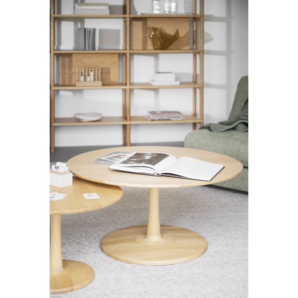 Tavolino rotondo in rovere decorato in colore naturale 90x90 cm Hobart - Rowico-image-1