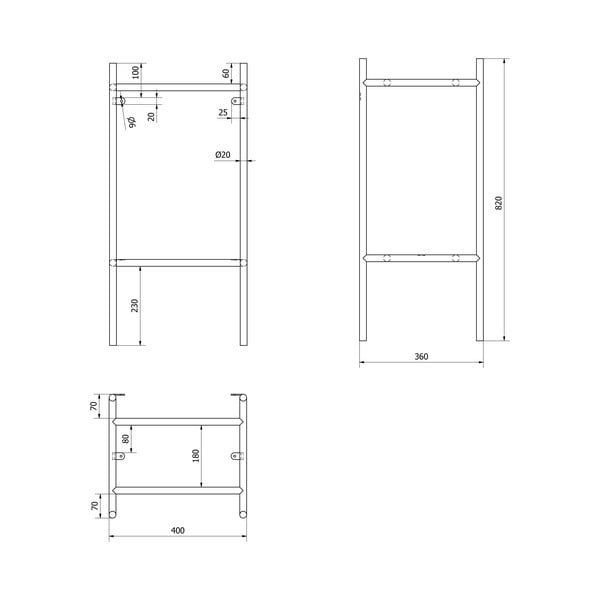 Scaffale da sotto lavabo nero in metallo 40x82 cm Puno – Sapho-image-3