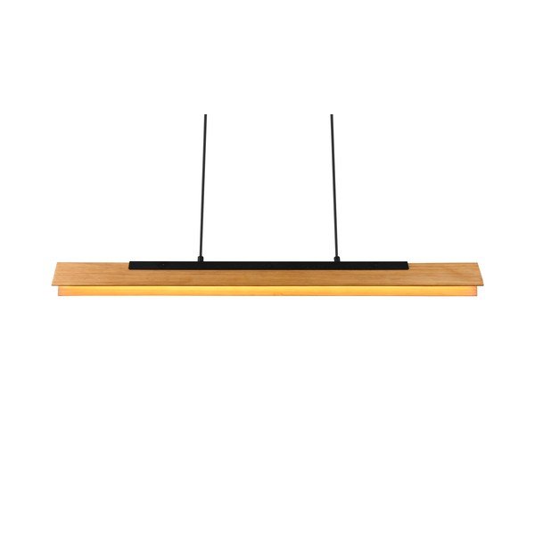 Lampadario LED nero opaco con paralume in legno Kerala – Trio-image-4