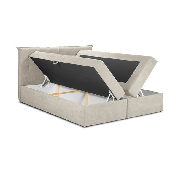 Letto boxspring beige con contenitore 160x200 cm Echaveria - Mazzini Beds-image-3