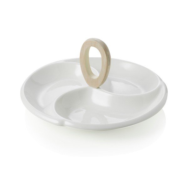 Porcelánová servírovací miska s bambusovou úchytkou Brandani Frisbee