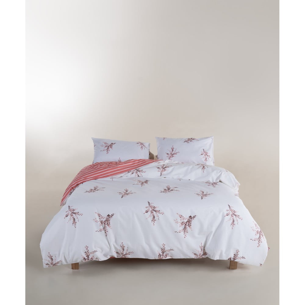 Set copripiumino e federa bianco/rosa in cotone renforcé per letto matrimoniale ed esteso 240x220 cm Breeze Floral – Mila Home Luxury | Biancheria da letto
