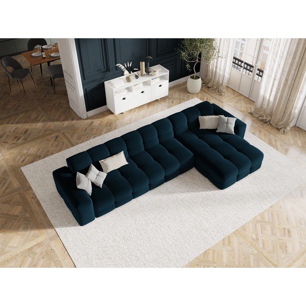 Divano angolare in velluto blu scuro (angolo destro) Kendal - Micadoni Home-image-1