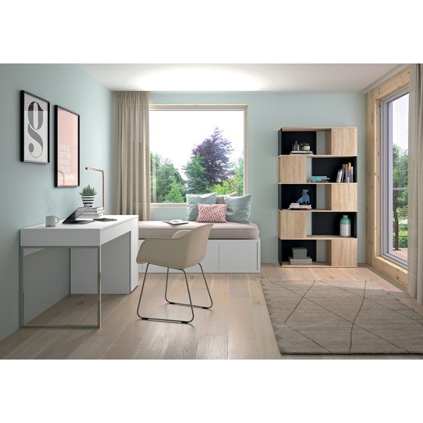 Libreria nera in rovere decorato 98x180 cm Rossio - TemaHome-image-4