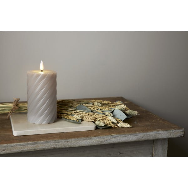 Candela LED in cera grigia, altezza 15 cm Flamme Swirl - Star Trading-image-4