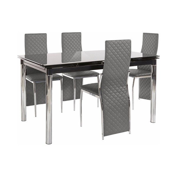 Set di 4 tavoli da pranzo grigi e 4 sedie da pranzo grigie Pippa William Black Grey - Støraa