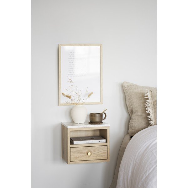 Comodino con piano in marmo di colore naturale Whitmore - Rowico-image-1