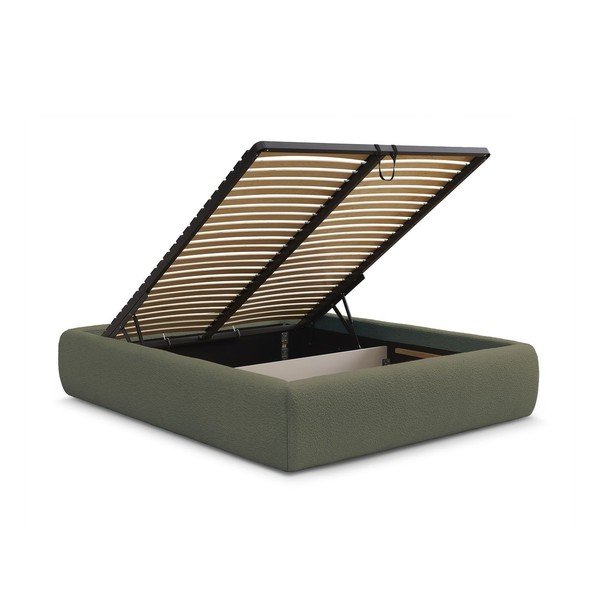 Letto matrimoniale imbottito verde scuro con contenitore/senza testiera con rete inclusa 160x200 cm Inera – Bobochic Paris-image-3