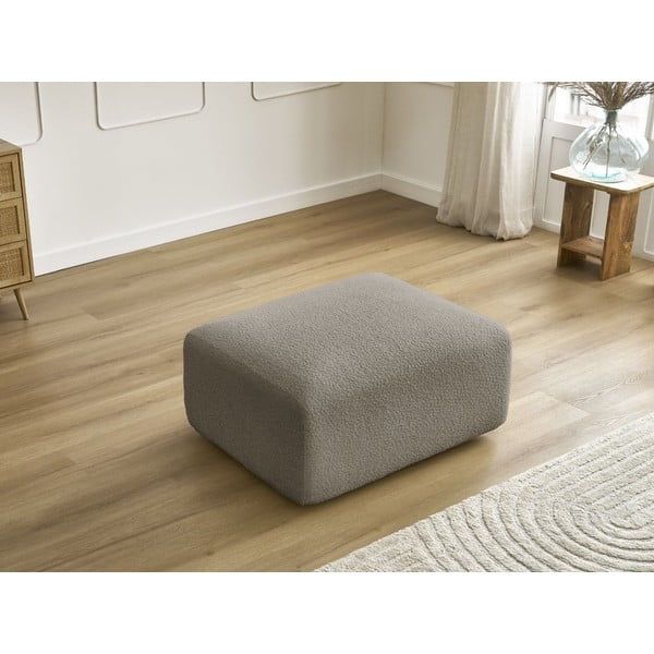 Poggiapiedi grigio/marrone con rivestimento in bouclé Tina – Bobochic Paris-image-4