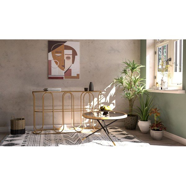 Tavolo consolle di colore naturale in rattan 32x110 cm Samui – Mauro Ferretti-image-1