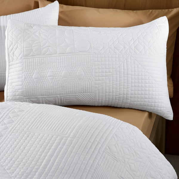 Set copripiumino e federa bianco per letto matrimoniale e per letto esteso 230x220 cm Folkstone Geo – Catherine Lansfield-image-2