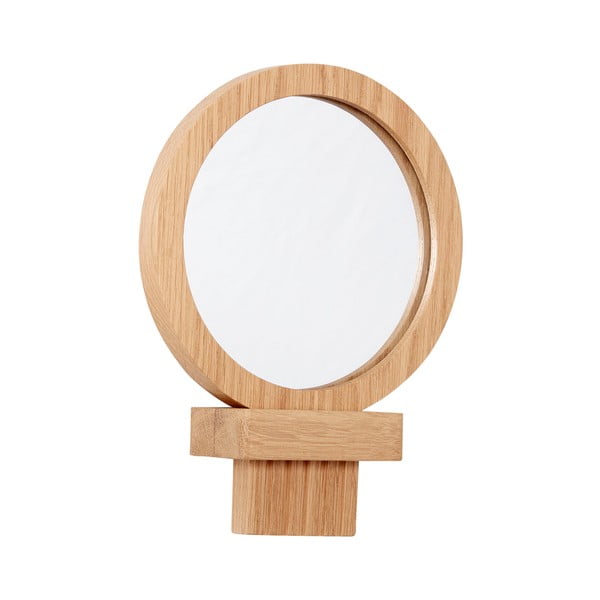 Specchio cosmetico a parete con cornice in legno ø 14 cm - Hübsch