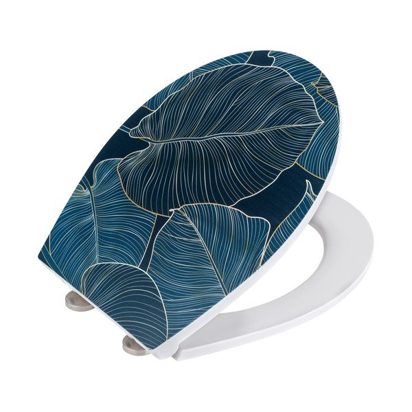 Sedile WC blu con chiusura facilitata Big Leaves, 38 x 45 cm - Wenko-image-2