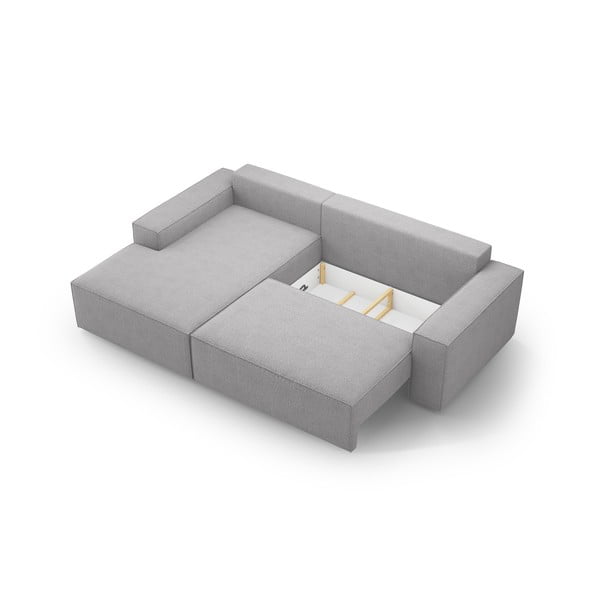 Divano letto angolare grigio chiaro in tessuto bouclé (angolo sinistro) Jodie - Micadoni Home-image-4