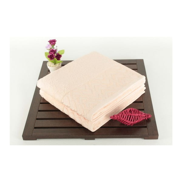 Set di 2 asciugamani rosa cipria in 100% cotone Kalp, 50x90 cm - Foutastic