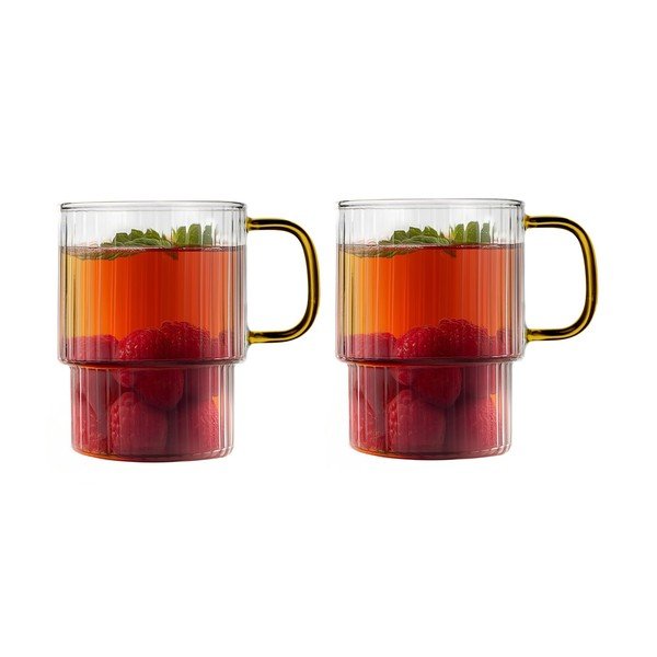 Tazze in set per cappuccino gialle in vetro 2 pz 350 ml Livio – Vialli Design