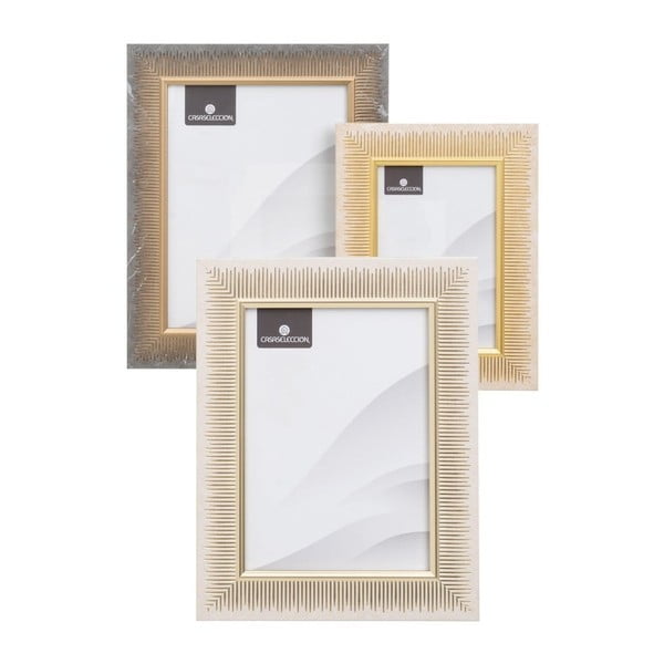 Cornici da appoggio/parete in plastica di colore marrone-naturale in set da 3 19x24 cm - Casa Selección