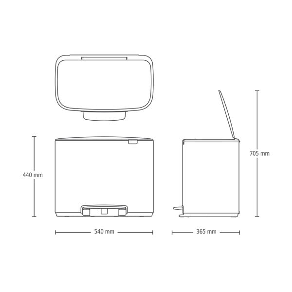 Cestino per la spazzatura in acciaio in nero opaco per raccolta differenziata/con pedale 33 l Bo – Brabantia-image-4