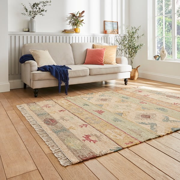 Tappeto beige in iuta tessuto a mano 120x170 cm Bazaar – Think Rugs-image-1