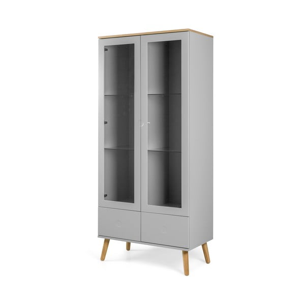 Vetrina grigia con gambe in legno di quercia, altezza 175 cm Dot - Tenzo-image-2
