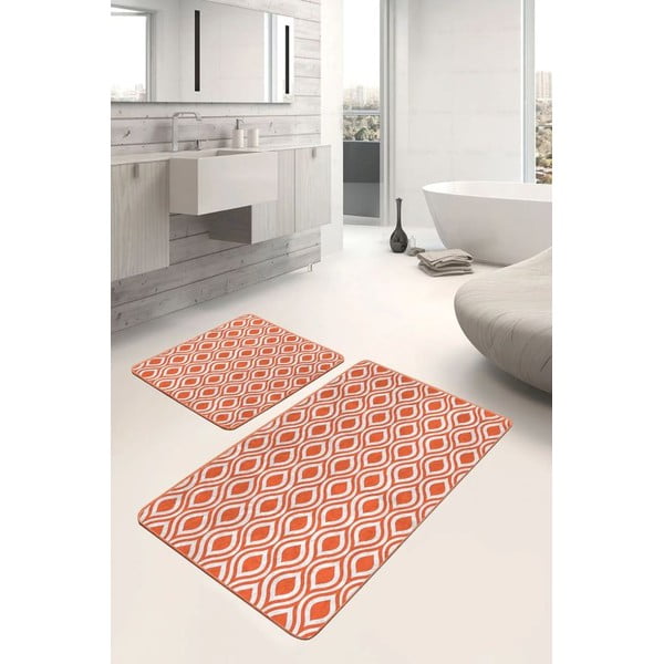 Set di tappetini per il bagno arancioni in velluto 2 pz 60x100 cm – Mila Home-image-3