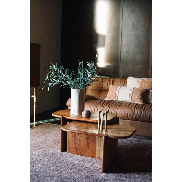 Tavolino da salotto di colore naturale in acacia massiccia 50x75 cm Feller – Dutchbone-image-1